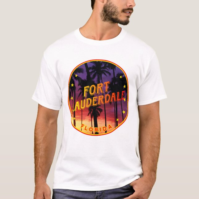 Fort Lauderdale, Florida Sunset, Palmtree T Shirt (Framsida)