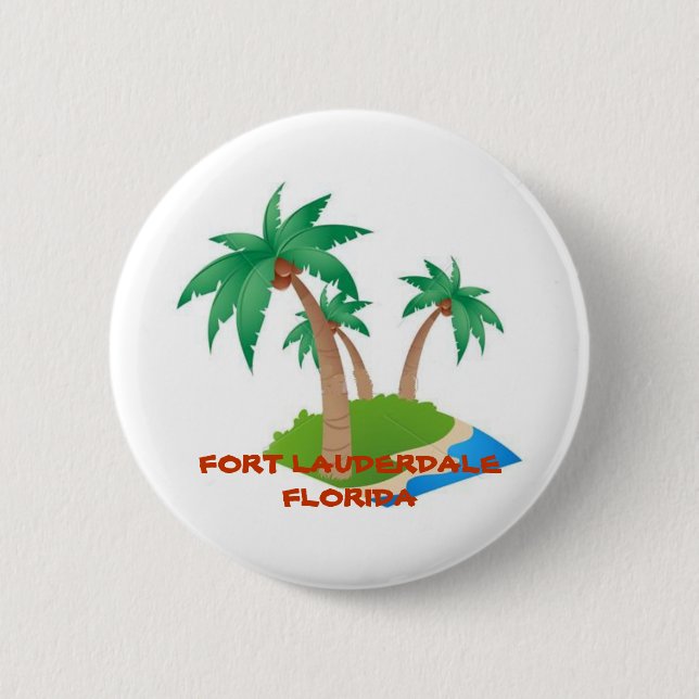 Fort Lauderdale Florida, Tropical Vacation Button Knapp (Framsida)