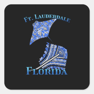 Fort Lauderdale Florida Vacation Tribal Stingray Fyrkantigt Klistermärke