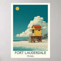 Fort Lauderdale Florida Vintage Beach Travel Art