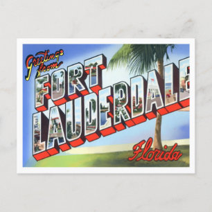 Fort Lauderdale, Florida Vintage Big Brev Vykort