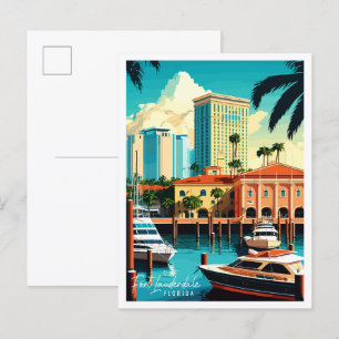 Fort Lauderdale Florida vintage resor Vykort