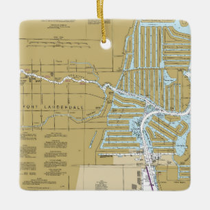 Fort Lauderdale Nautical Diagram Julgransprydnad Keramik