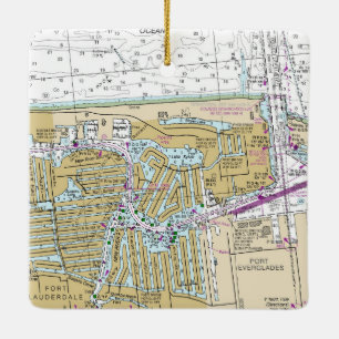 Fort Lauderdale Nautical Diagram Julgransprydnad Keramik