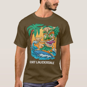 Fort Lauderdale Palmträd Surfing Strand Semester T Shirt