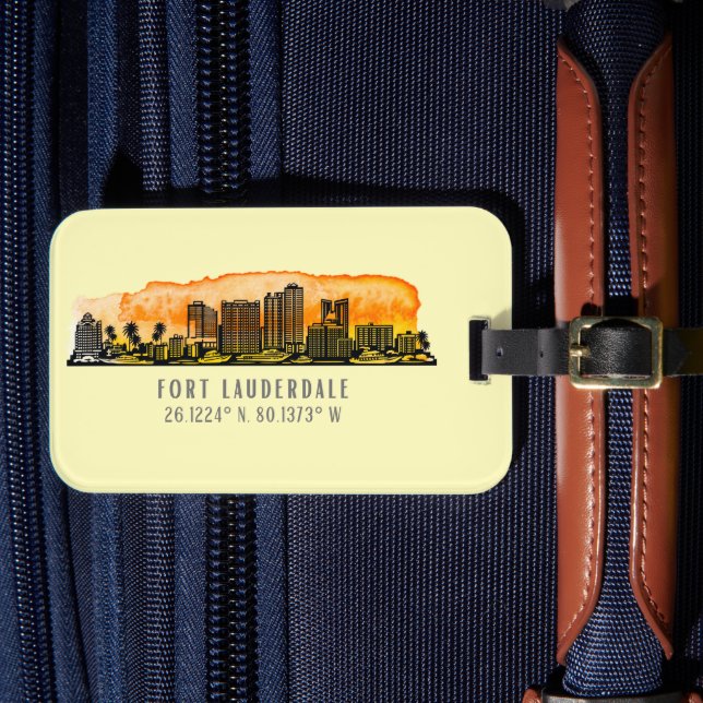 Fort Lauderdale Skyline & Coordinates Bagagebricka (Framsida Insitu 4)