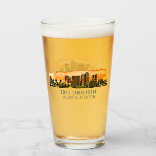 Fort Lauderdale Skyline & Coordinates Glaskopp