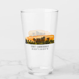 Fort Lauderdale Skyline & Coordinates Glaskopp