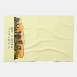 Fort Lauderdale Skyline & Coordinates Kökshandduk