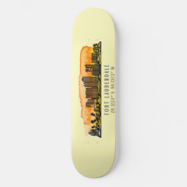 Fort Lauderdale Skyline & Coordinates Mini Skateboard Bräda 18,5 Cm