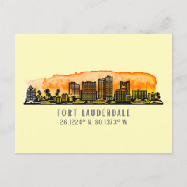 Fort Lauderdale Skyline & Coordinates Vykort