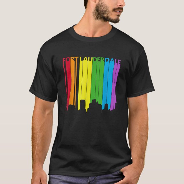 Fort Lauderdale Skyline LGBT Pride T Shirt (Framsida)