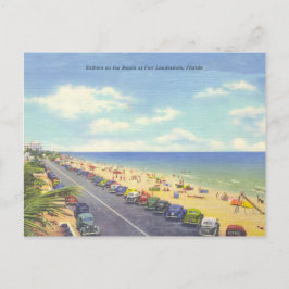 Fort Lauderdale, strandscen i Florida vintage Vykort