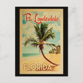Fort Lauderdale vycard Handflatan Träd Beach Retro Vykort
