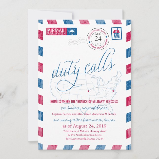 Fort Leavenworth militära Flytta Meddelande Inbjudningar (Framsida)