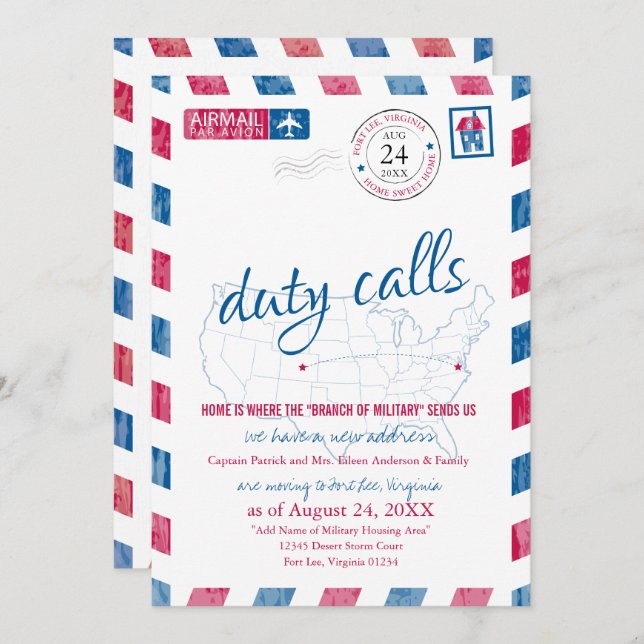 Fort Lee Virginia militär Flytta Announcement Inbjudningar (Fram/baksida)