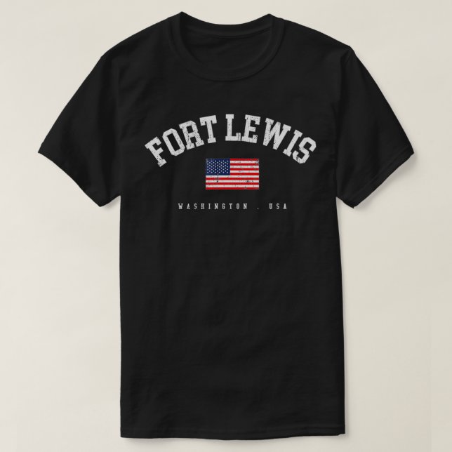 Fort Lewis WA Retro American Flagga USA City Namn  T Shirt (Design framsida)