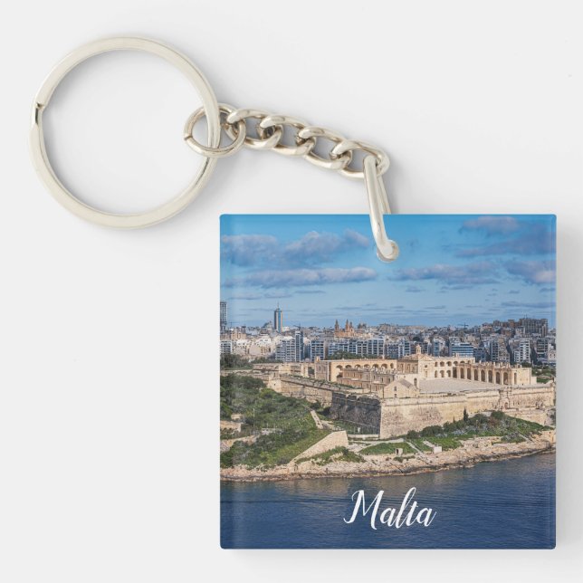 Fort Manoel och Sliema från Valletta, Malta (Framsidan)