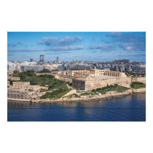 Fort Manoel och Sliema från Valletta, Malta Fototryck