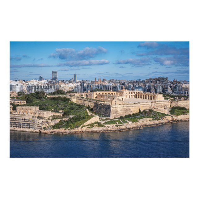Fort Manoel och Sliema från Valletta, Malta Fototryck (Framsidan)