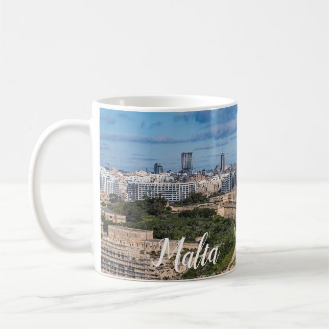Fort Manoel och Sliema från Valletta, Malta Kaffemugg (Vänster)