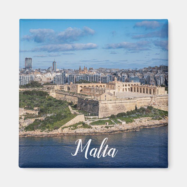 Fort Manoel och Sliema från Valletta, Malta Magnet (Framsidan)