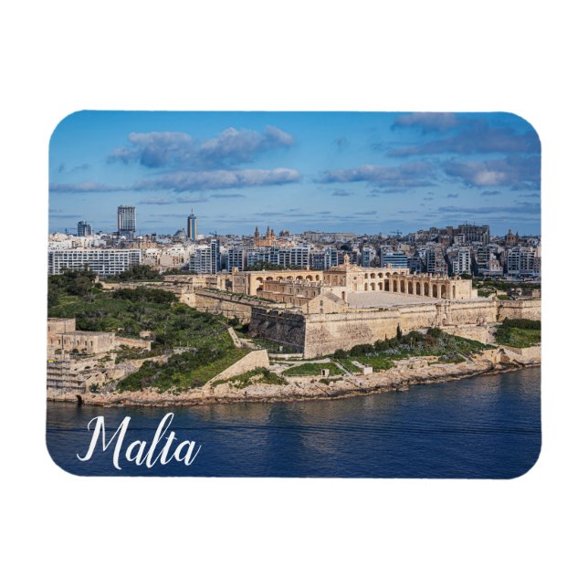 Fort Manoel och Sliema från Valletta, Malta Magnet (Horisontell)