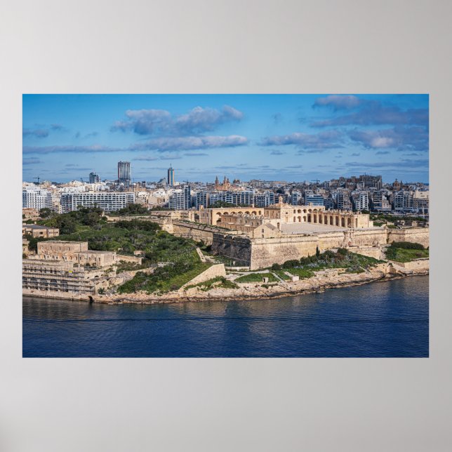 Fort Manoel och Sliema från Valletta, Malta Poster (Framsidan)