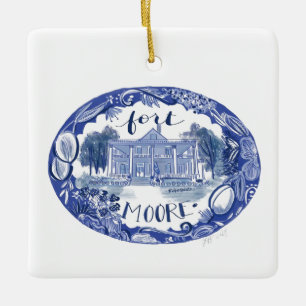 Fort Moore Riverside Chinoiserie jul Ornamen Julgransprydnad Keramik