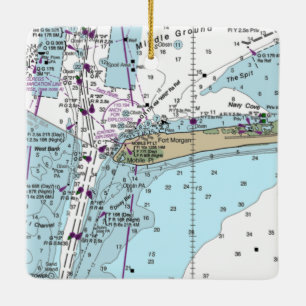 Fort Morgan AL Nautical Diagram Julgransprydnad Keramik
