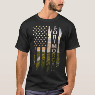 Fort Morgan Alabama Summer Sunset American Flagga  T Shirt