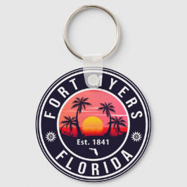 Fort Myers Beach Florida Retro Sunset Souvenirs Nyckelring