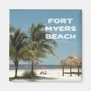 Fort Myers Beach Florida-strandscen med handflatan Magnet