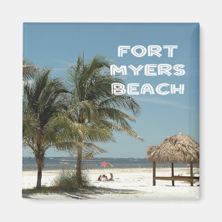 Fort Myers Beach Florida-strandscen med handflatan Magnet