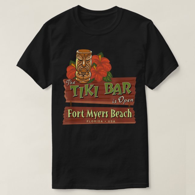 Fort Myers Beach Florida Tiki Pub Design T Shirt (Design framsida)