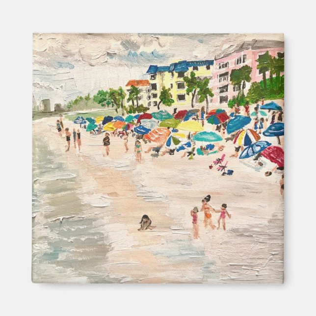 "Fort Myers Beach"-målning av Willlowcatdesigns Magnet (Framsidan)