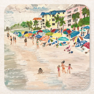 "Fort Myer's Beach"-målning Underlägg Papper Kvadrat