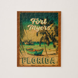 Fort Myers Beach Retro Florida Retro Souvenir 80-t Pussel