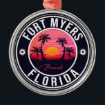 Fort Myers Beach Retro - Florida Souvenirs Julgransprydnad Metall<br><div class="desc">Fort Myers stranddesign. Solnedgång med din favoritstrand och ditt favorithav i Florida,  lämpligt för USA strand älskare,  särskilt kärlek Fort Myers Beach.</div>