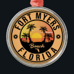 Fort Myers Beach Retro - Florida Souvenirs Julgransprydnad Metall<br><div class="desc">Fort Myers stranddesign. Solnedgång med din favoritstrand och ditt favorithav i Florida,  lämpligt för USA strand älskare,  särskilt kärlek Fort Myers Beach.</div>