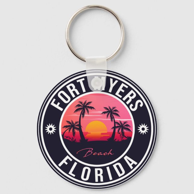 Fort Myers Beach Retro - Florida Souvenirs Keychai Nyckelring (Framsida)