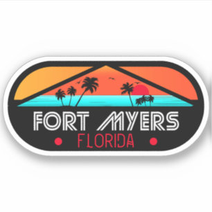 Fort Myers Florida Beach - Retro vintage Souvenir Klistermärken