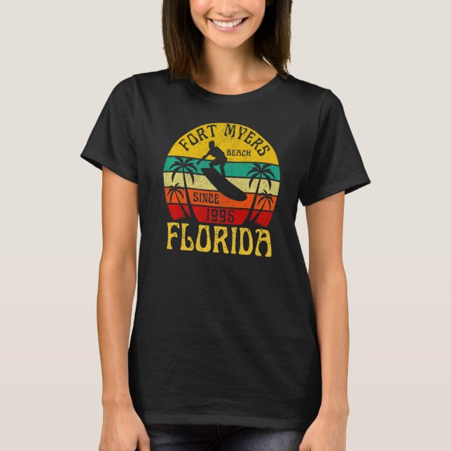 Fort Myers Florida Beach Surfing Summer Vacation V T Shirt (Framsida)
