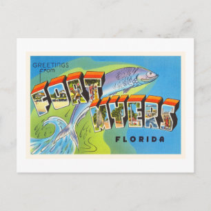 Fort Myers Florida FL Old Vintage resor Souvenir Vykort