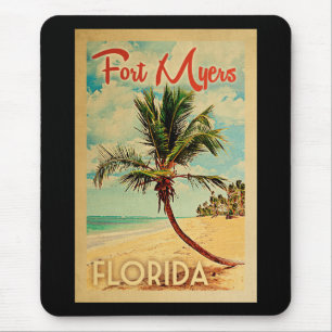 Fort Myers Florida Handflatan Träd Beach Vintage  Musmatta