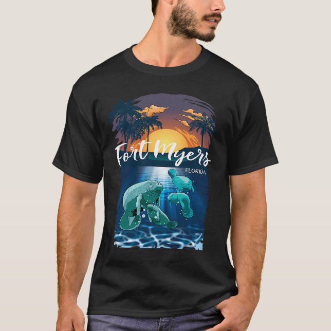 Fort Myers Florida Manatees Vacation Souvenir Man T Shirt (Framsida)