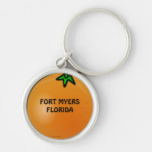 "Fort Myers, Florida"-nyckelkedja Rund Silverfärgad Nyckelring