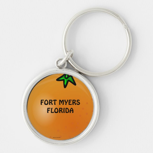 "Fort Myers, Florida"-nyckelkedja Rund Silverfärgad Nyckelring (Framsidan)