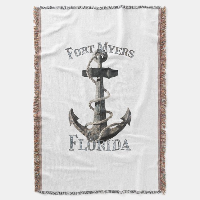 Fort Myers Florida Vacation Nautical Anchor Sailin Filt (Framsidan Vertikal)