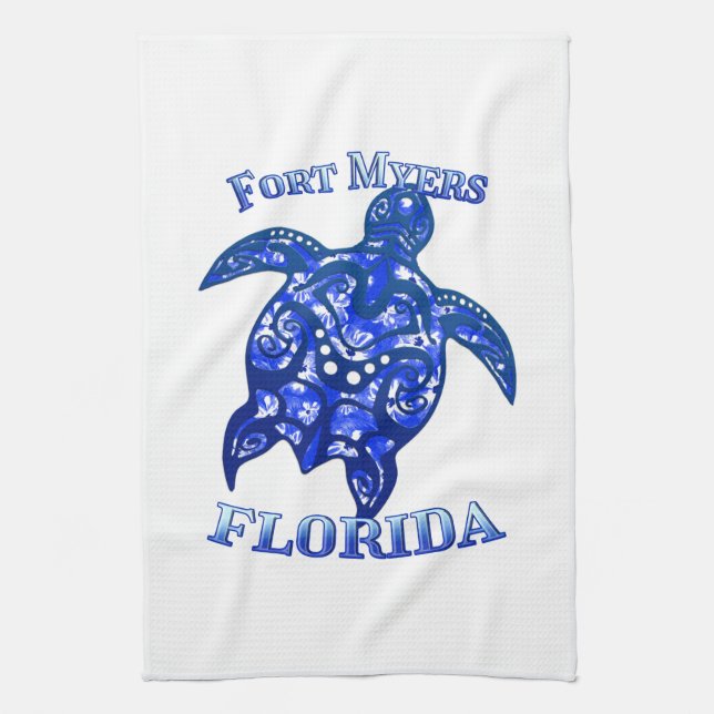 Fort Myers Florida Vacation Tribal Turtle Kökshandduk (Vertikal)
